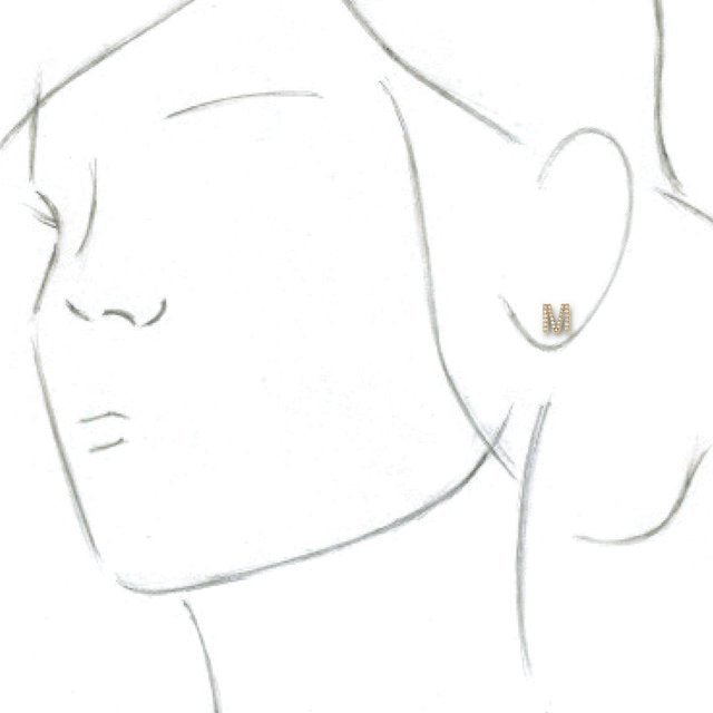 14K Yellow .08 CTW Diamond Single Initial M Earring 2