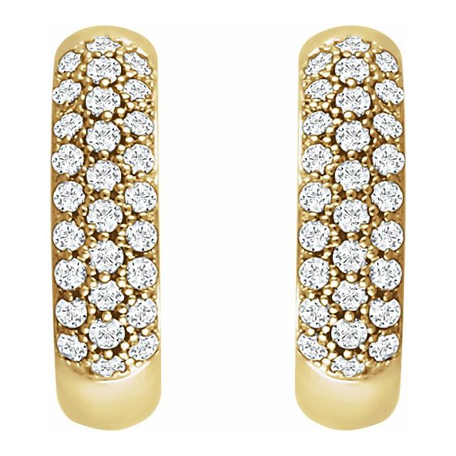 14K Yellow 1/3 CTW Diamond Pav?? Hoop Earrings 2