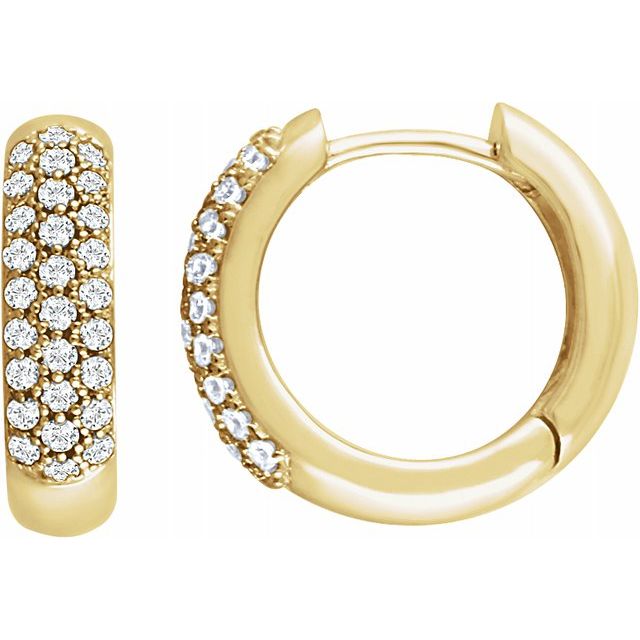 14K Yellow 1/3 CTW Diamond Pav?? Hoop Earrings 1