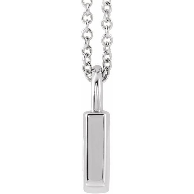 14K White 12.02x8 mm Engravable Lock 16-18" Necklace 2