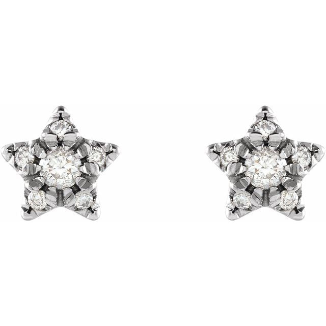 Platinum 1/10 CTW Natural Diamond Star Earrings