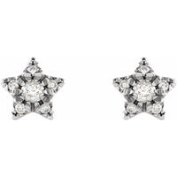 Platinum 1/10 CTW Natural Diamond Star Earrings