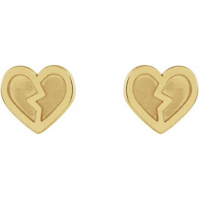 14K Yellow Gold Tiny Heart Earrings