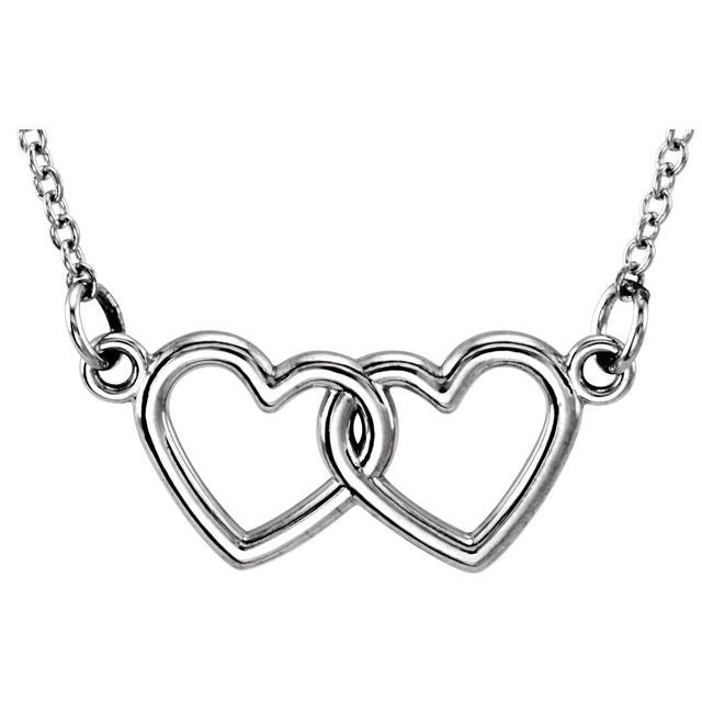 Sterling Silver Double Heart 16-18" Necklace