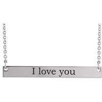 Sterling Silver 30x3.5 mm Engravable Bar 16" Necklace
