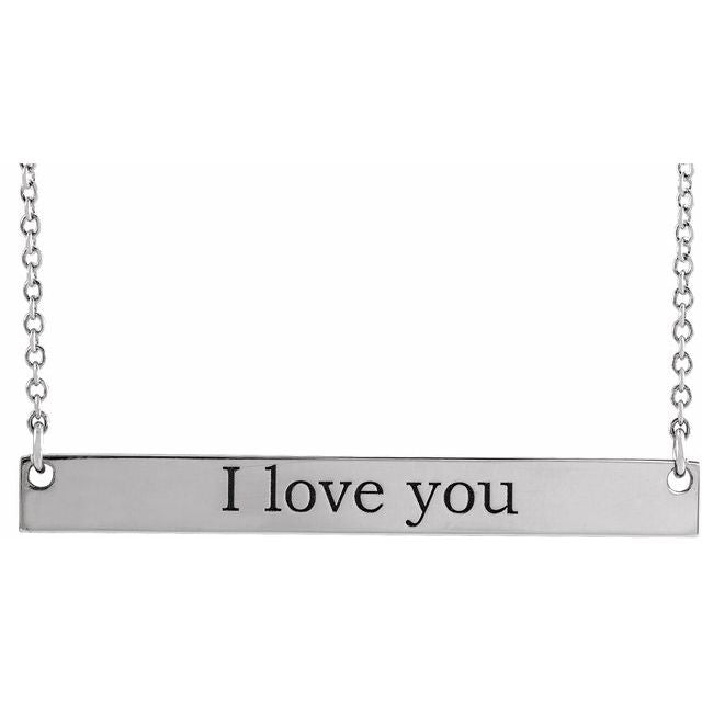 Sterling Silver 34x4 mm Engravable Bar 18" Necklace