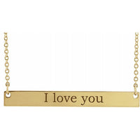 14K Yellow 34x4 mm Engravable Bar 18" Necklace 1