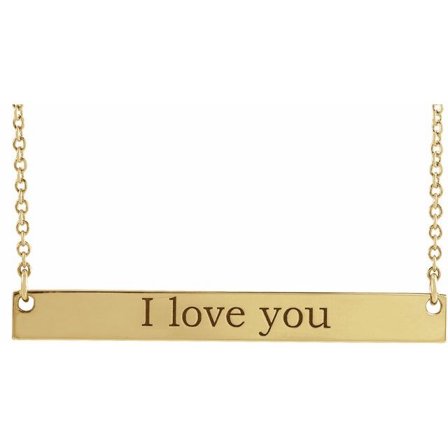 18K Yellow Gold-Plated Sterling Silver 34x4 mm Engravable Bar 16" Necklace
