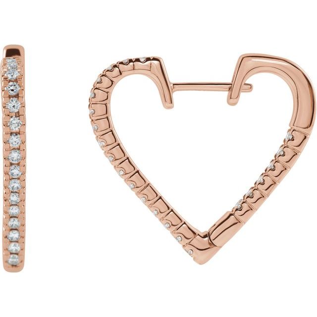 14K Rose Gold 5/8 CTW Natural Diamond Heart Earrings