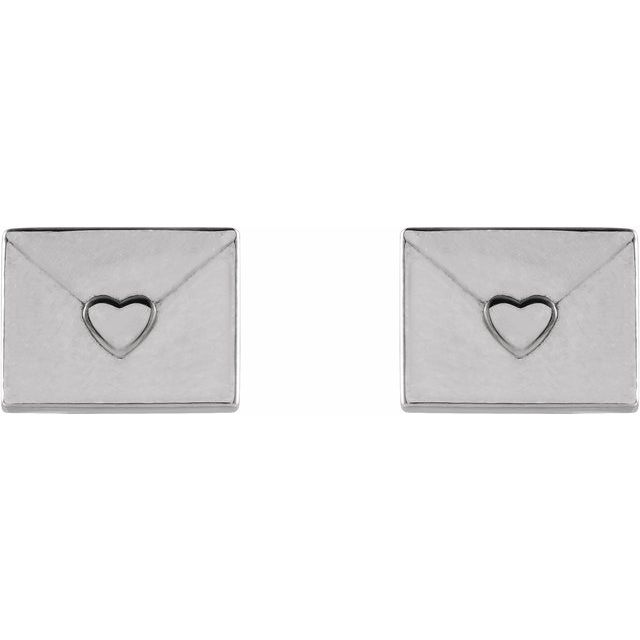 Sterling Silver Heart Envelope Earrings