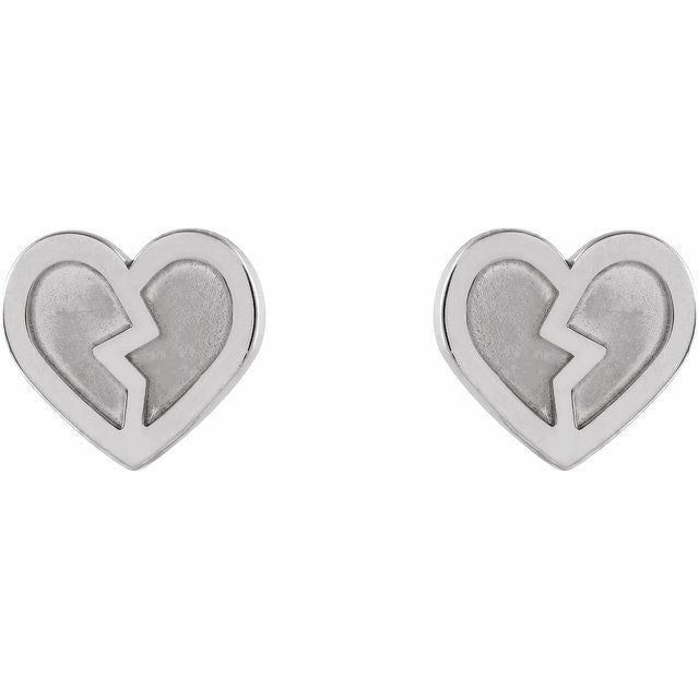 14K White Gold Tiny Heart Earrings