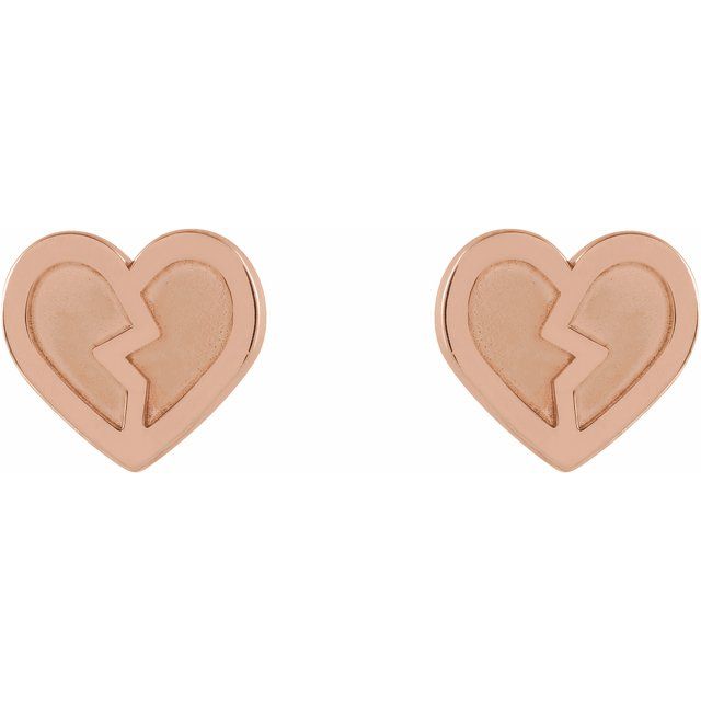 14K Rose Gold Tiny Heart Earrings