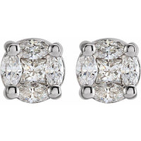 14K White Gold 1/3 CTW Natural Diamond Cluster Earrings