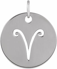 Sterling Silver 16.5 mm Aries Zodiac Disc Pendant