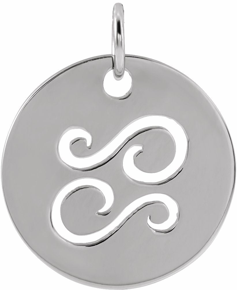 Sterling Silver 16.5 mm Cancer Zodiac Disc Pendant