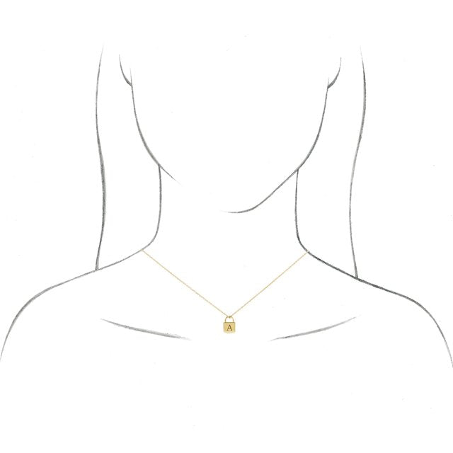 14K White 12.02x8 mm Engravable Lock 16-18" Necklace 4