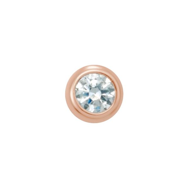 14K Rose Gold .03 CT Natural Diamond Micro Bezel Single Stud Earring