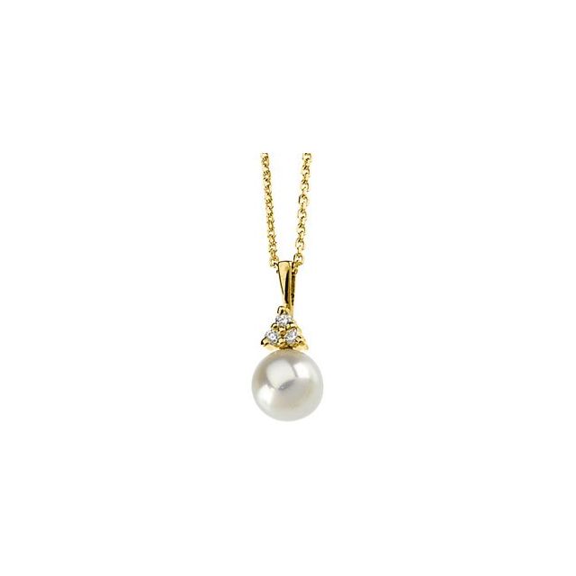 14K Yellow Akoya Cultured Pearl & Diamond Necklace 1