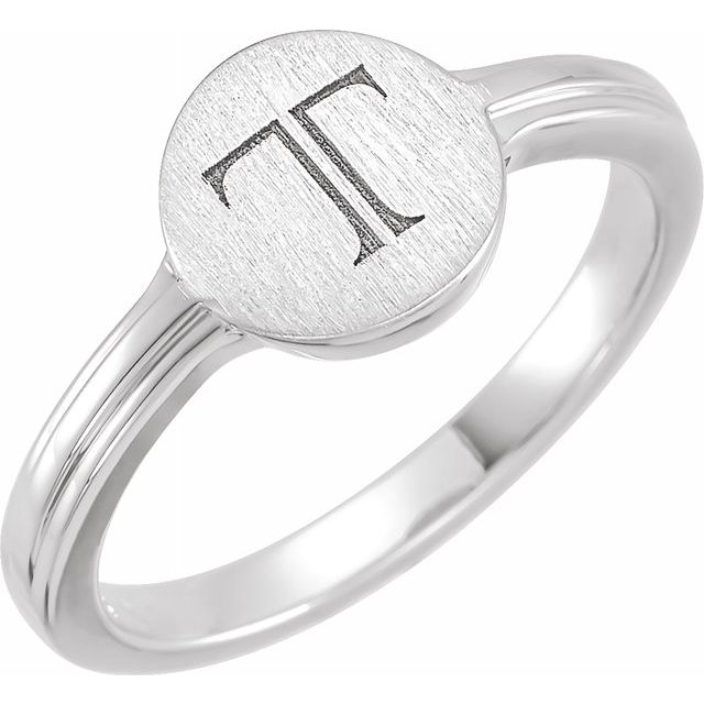 14K White 10x9 mm Oval Signet Ring 3