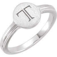 14K White 10x9 mm Oval Signet Ring 3
