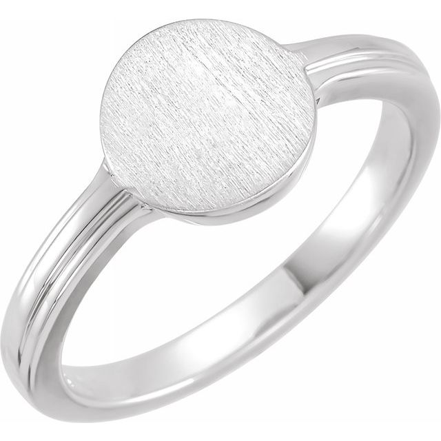 14K White 10x9 mm Oval Signet Ring 1