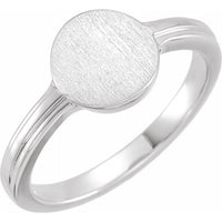 14K White 10x9 mm Oval Signet Ring 1
