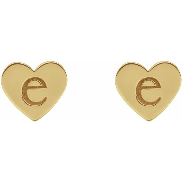 14K Yellow Engravable Heart Earrings 3