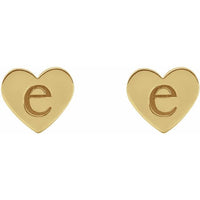 14K Yellow Engravable Heart Earrings 3