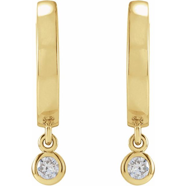 14K Yellow Gold 1/5 CTW Natural Diamond Hinged Hoop Earrings