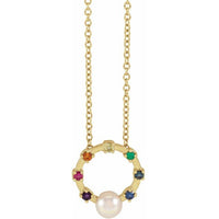 14K Yellow Gold Akoya Cultured Pearl Hold You Forever® Rainbow Baby 18" Necklace