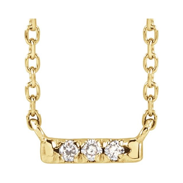 14K Yellow Gold .03 CTW Natural Diamond French-Set Bar 18" Necklace
