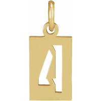 14K Yellow Gold Pierced Numeral 4 Dog Tag Pendant