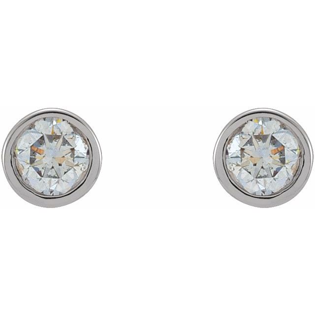 14K White Gold 1/8 CTW Natural Diamond Micro Bezel-Set Earrings