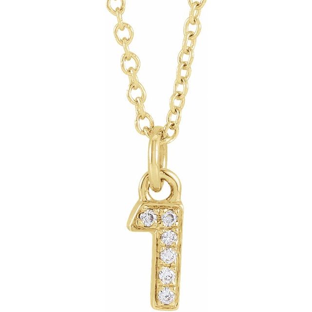 14K Yellow Gold .02 CTW Natural Diamond Numeral 1 16-18" Necklace