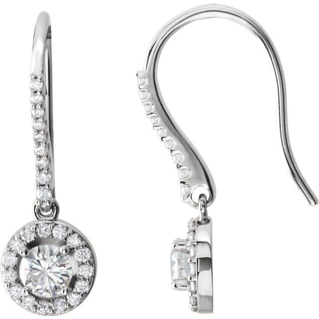 14K White 1 CTW Diamond Halo-Style Earrings 1