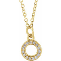 14K Yellow Gold .05 CTW Natural Diamond Petite Initial O 16-18" Necklace