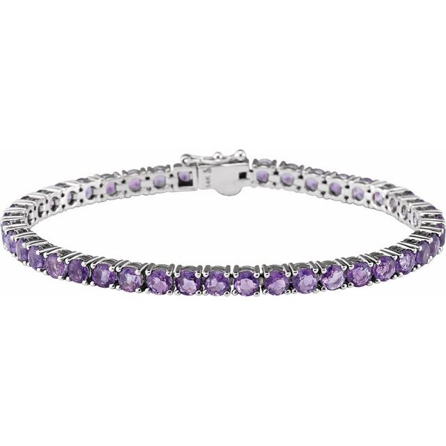 14K White Amethyst 7.15" Line Bracelet 1