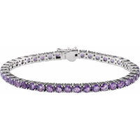 14K White Amethyst 7.15" Line Bracelet 1