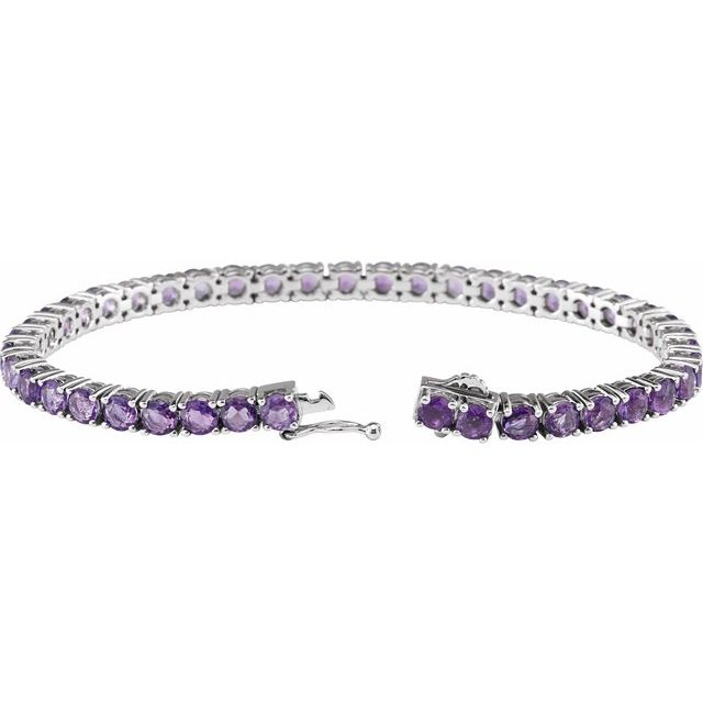 14K White Amethyst 7.15" Line Bracelet 2