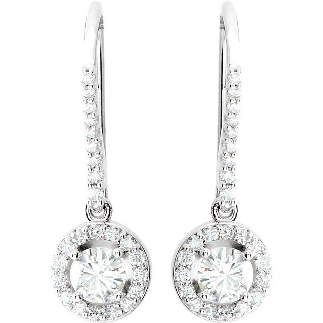 14K White 1 CTW Diamond Halo-Style Earrings 2