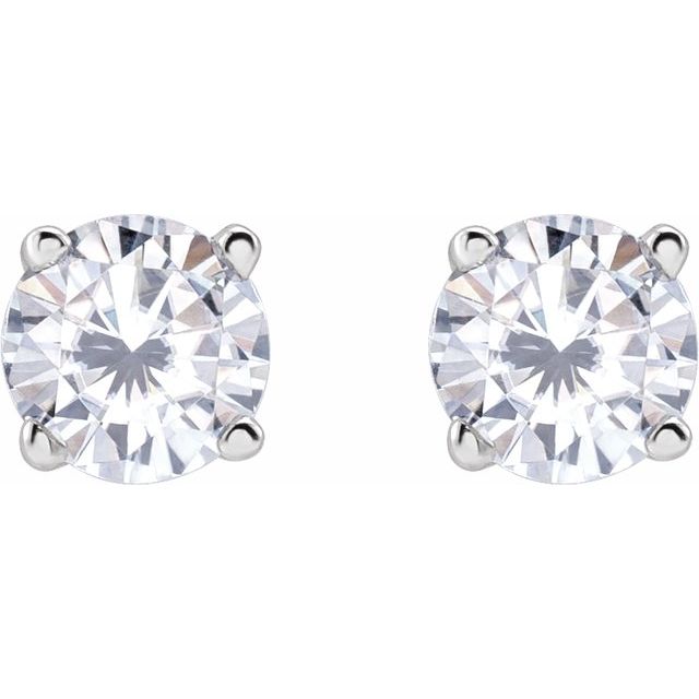 14K White Gold 4 mm Stuller Lab-Grown Moissanite Stud Earrings with Friction Post