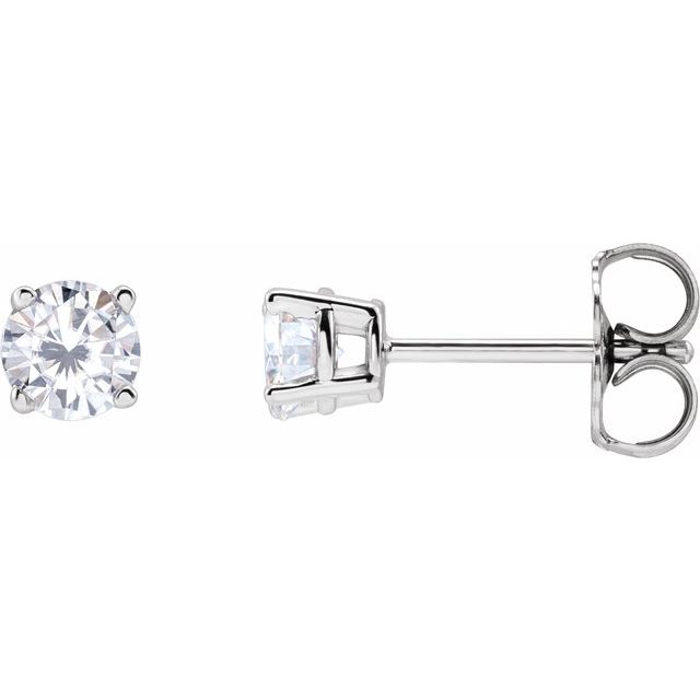 14K White Gold 4 mm Stuller Lab-Grown Moissanite Stud Earrings with Friction Post