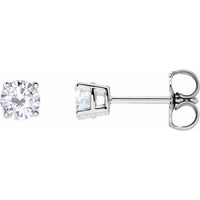 14K White Gold 4 mm Stuller Lab-Grown Moissanite Stud Earrings with Friction Post