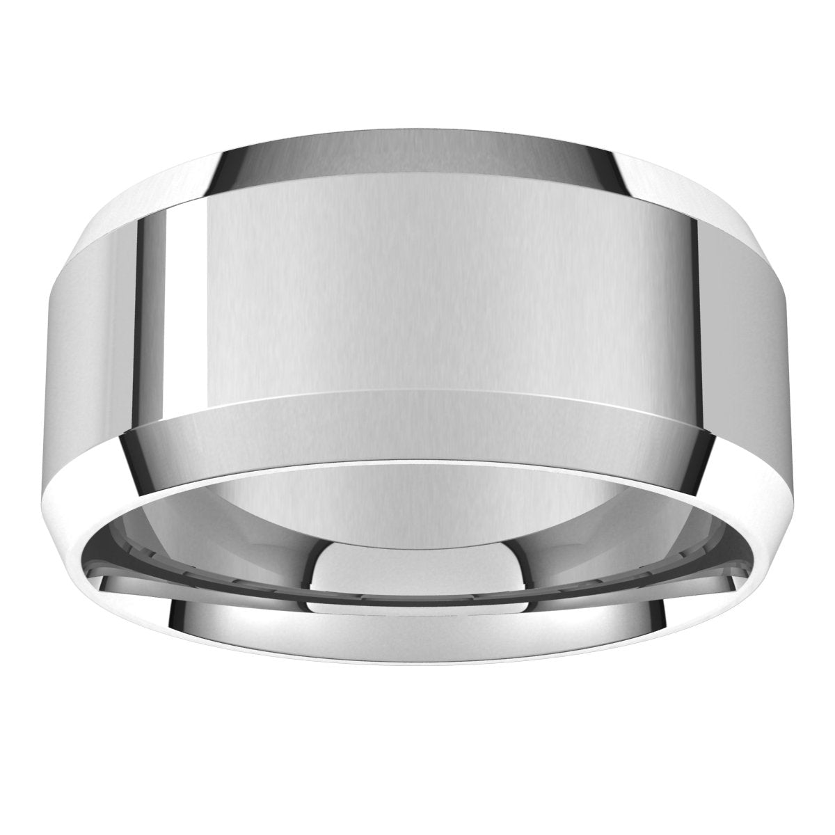 Sterling Silver 9 mm Beveled Edge Comfort Fit Light Band Size 10.5