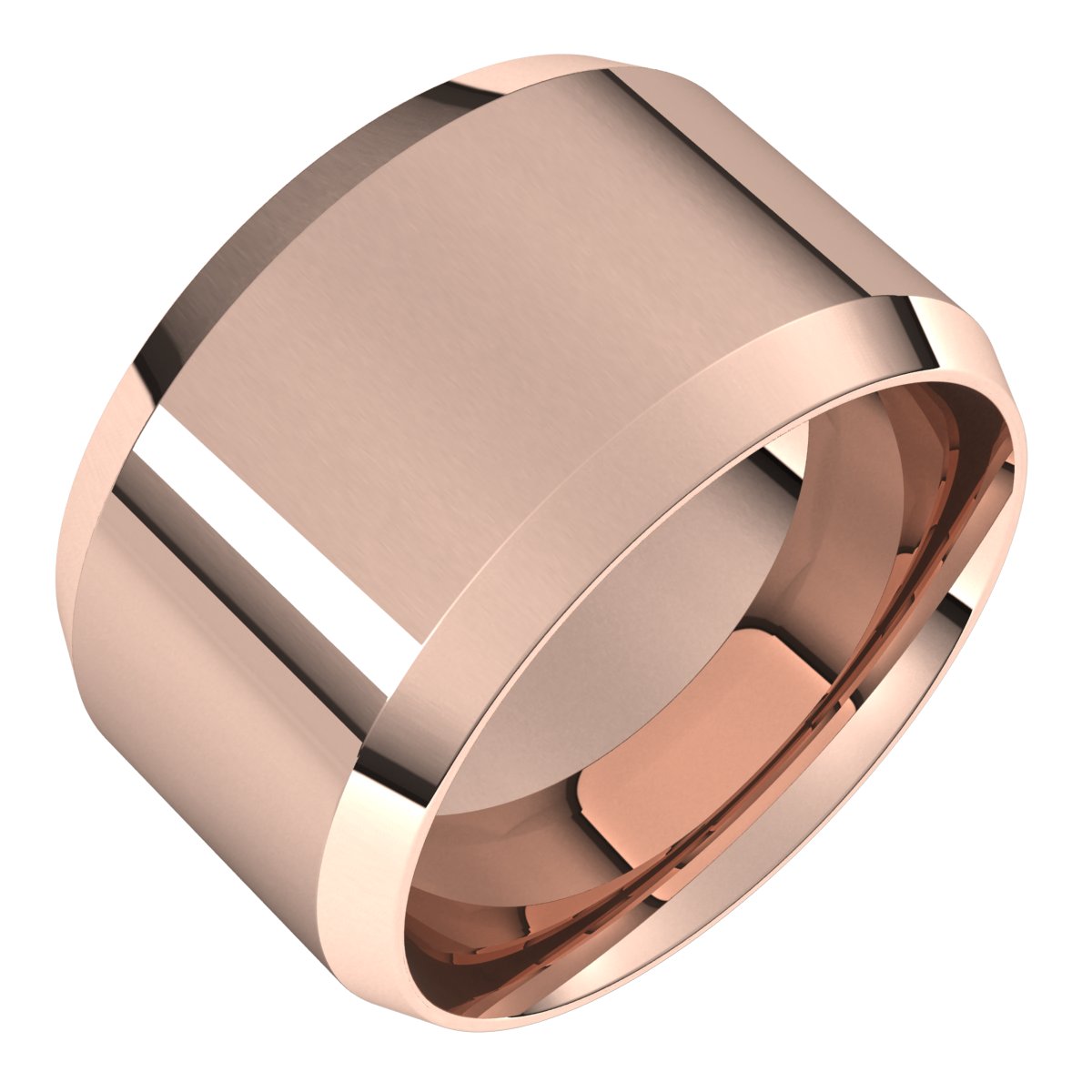 18K Rose 12 mm Beveled Edge Comfort Fit Light Band Size 10.5