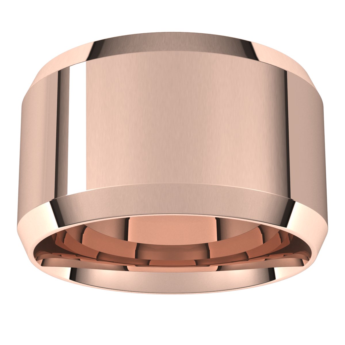 18K Rose 12 mm Beveled Edge Comfort Fit Light Band Size 10.5