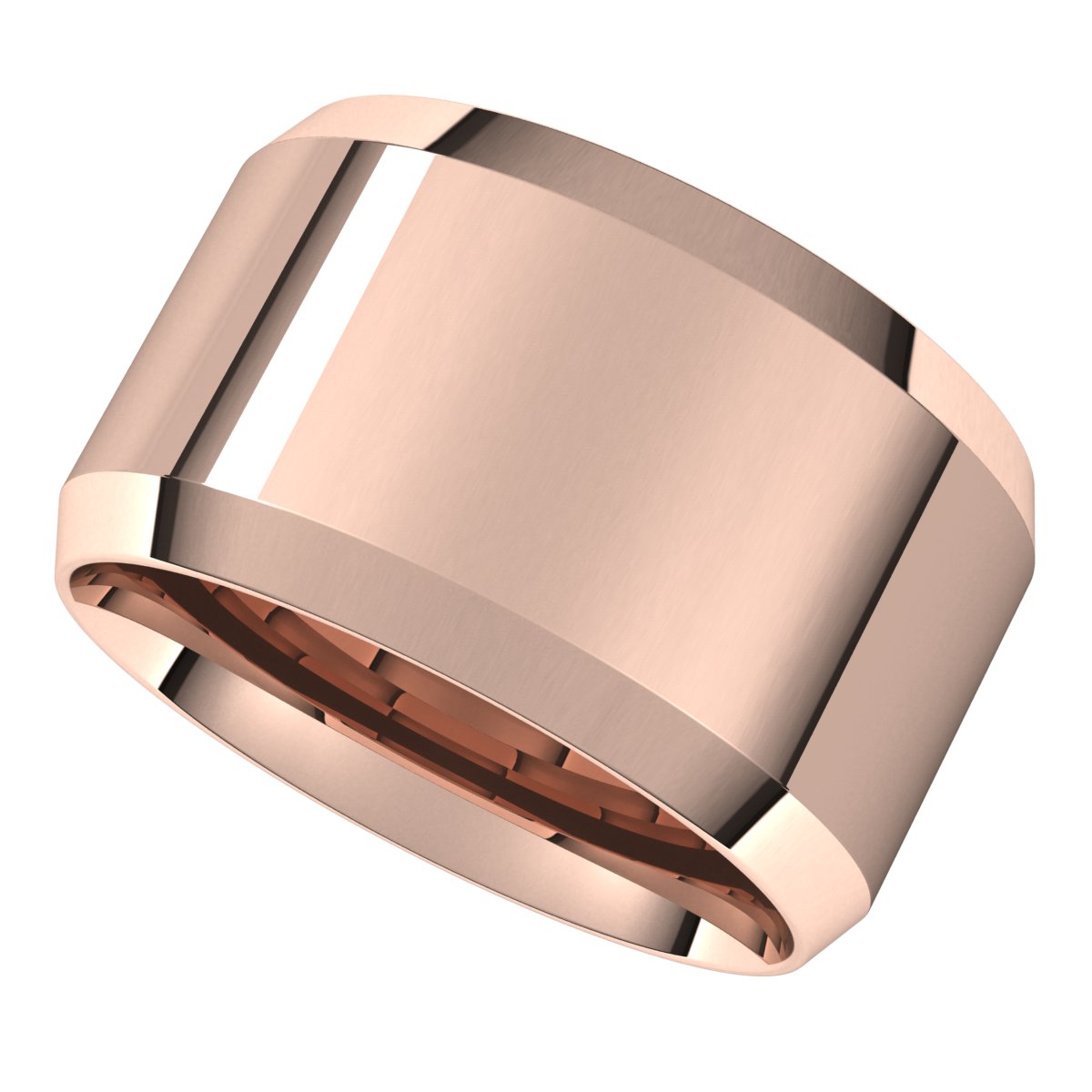 18K Rose 12 mm Beveled Edge Comfort Fit Light Band Size 10.5