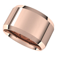 18K Rose 12 mm Beveled Edge Comfort Fit Light Band Size 10.5