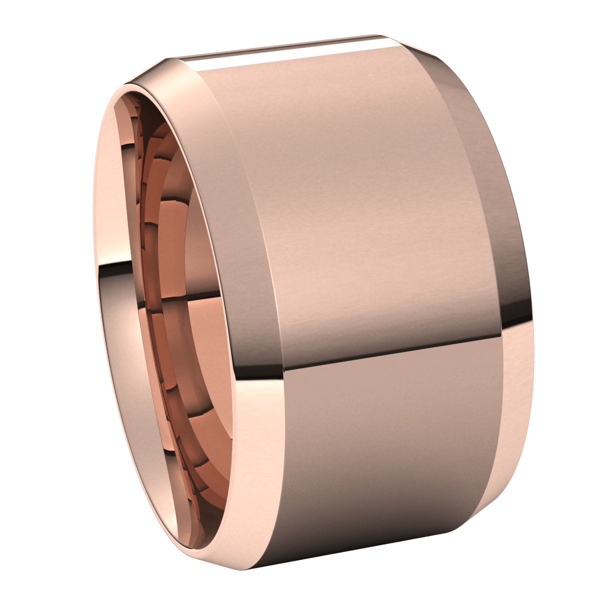 18K Rose 12 mm Beveled Edge Comfort Fit Light Band Size 10.5