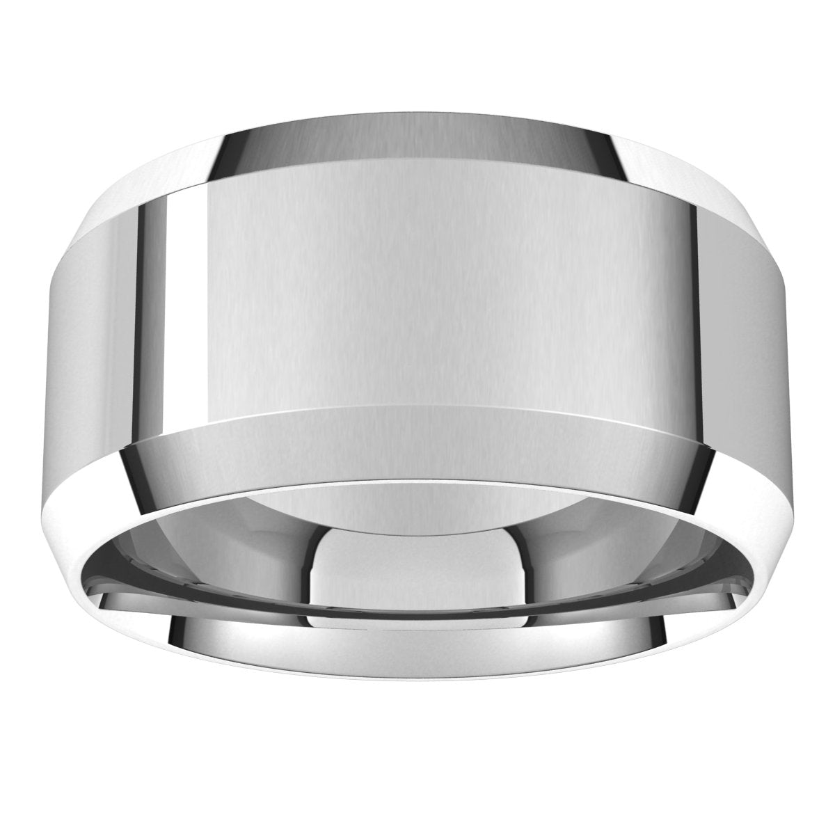 Sterling Silver 10 mm Beveled Edge Comfort Fit Light Band Size 10.5